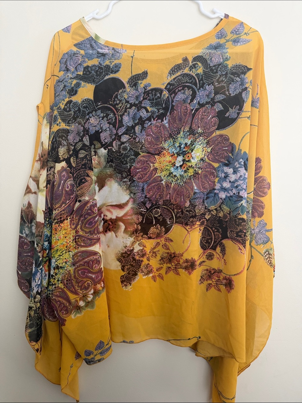 Women's Floral Yellow Tunic Top - Lightweight Boho Style